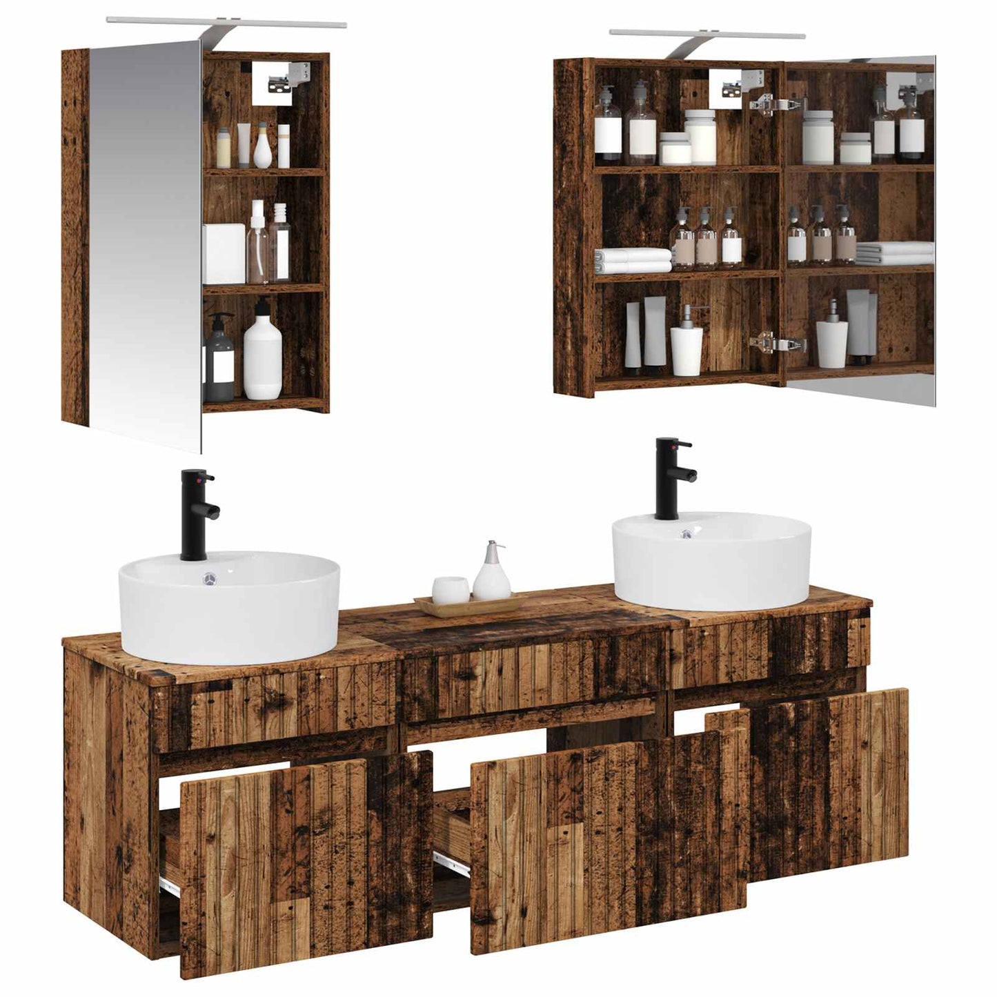 vidaXL Bathroom Cabinet Set 5 pcs Old Wood Engineered Wood 3