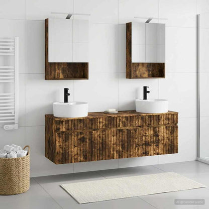 vidaXL Bathroom Cabinet Set 5 pcs Smoked Oak Engineered Wood 4