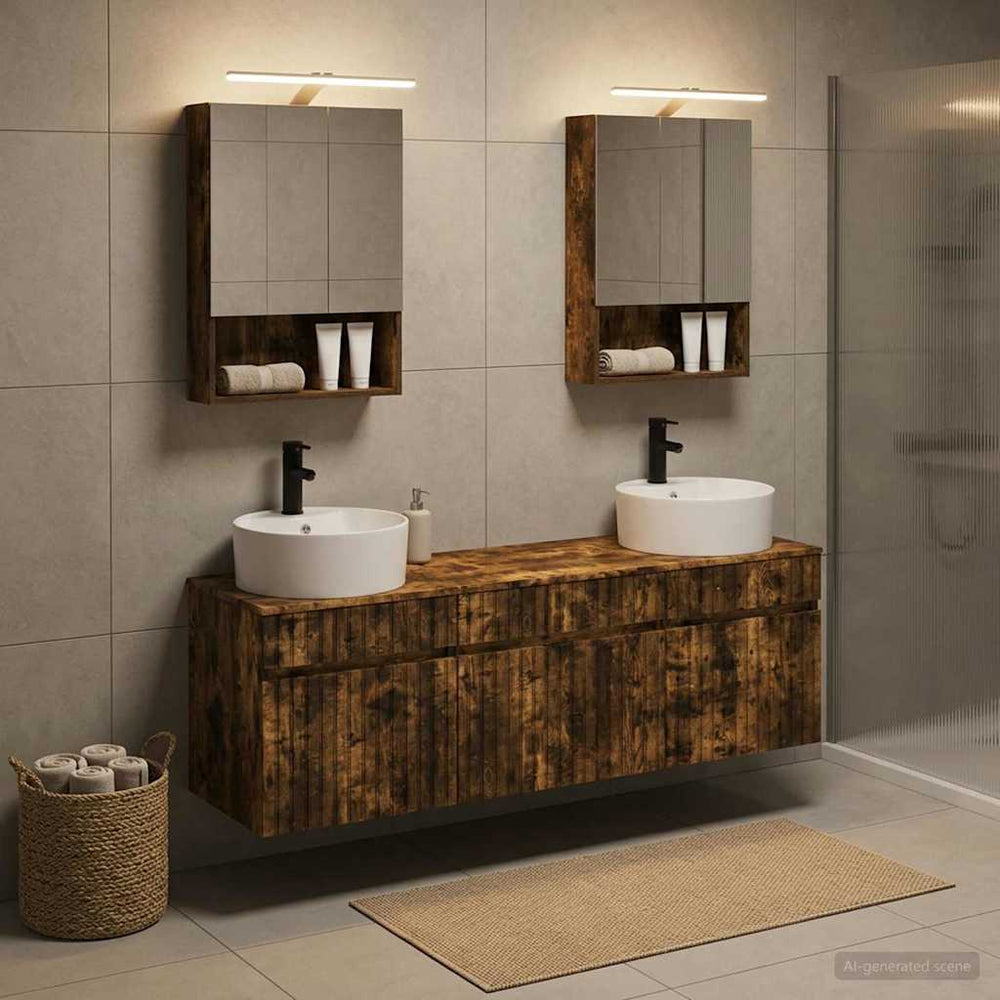 vidaXL Bathroom Cabinet Set 5 pcs Smoked Oak Engineered Wood
