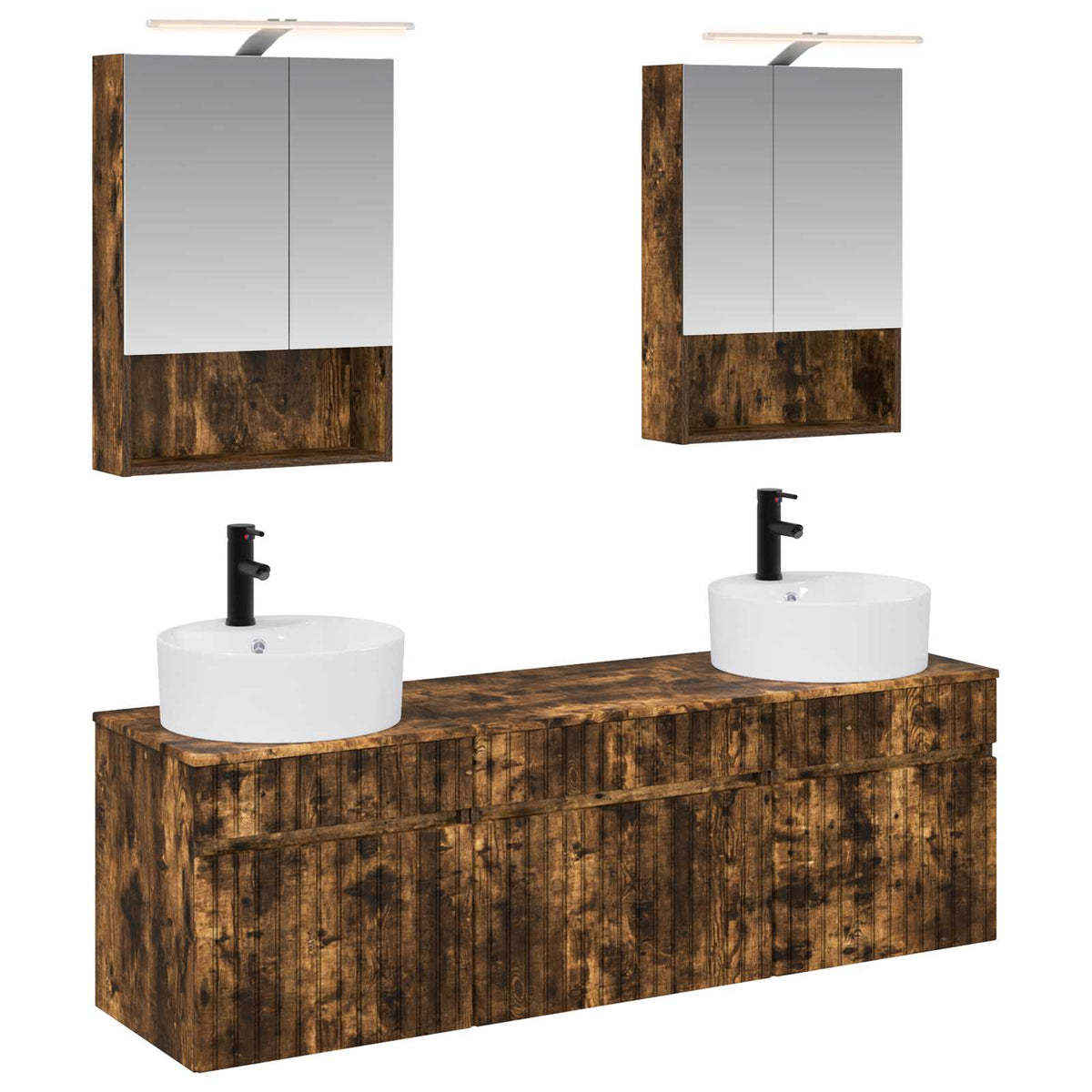 vidaXL Bathroom Cabinet Set 5 pcs Smoked Oak Engineered Wood 2