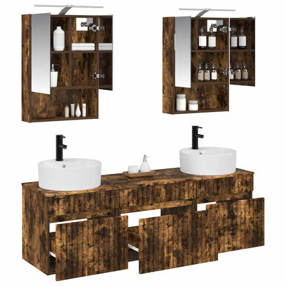 vidaXL Bathroom Cabinet Set 5 pcs Smoked Oak Engineered Wood 3