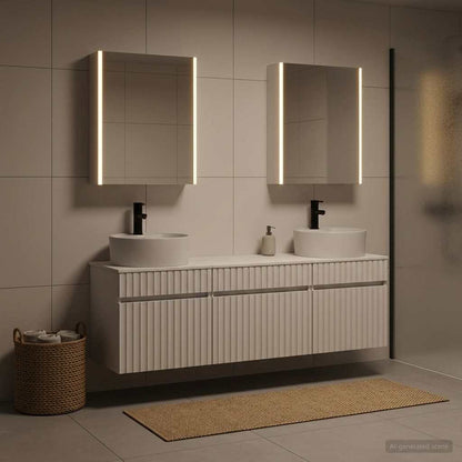 vidaXL Bathroom Cabinet Set 5 pcs White Engineered Wood 4