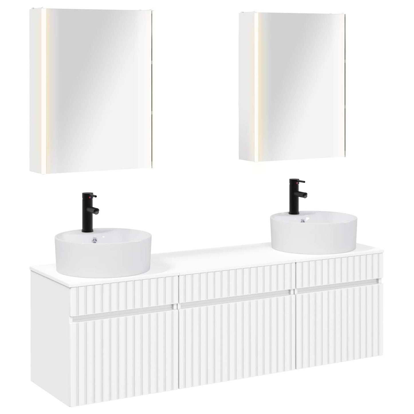 vidaXL Bathroom Cabinet Set 5 pcs White Engineered Wood 2
