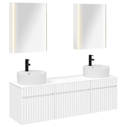 vidaXL Bathroom Cabinet Set 5 pcs White Engineered Wood 2