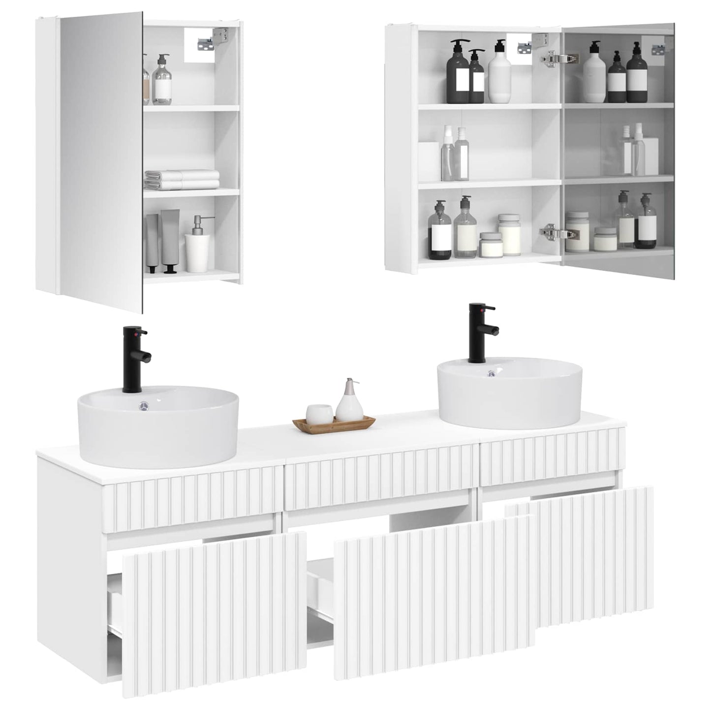 vidaXL Bathroom Cabinet Set 5 pcs White Engineered Wood 3