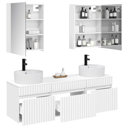 vidaXL Bathroom Cabinet Set 5 pcs White Engineered Wood 3