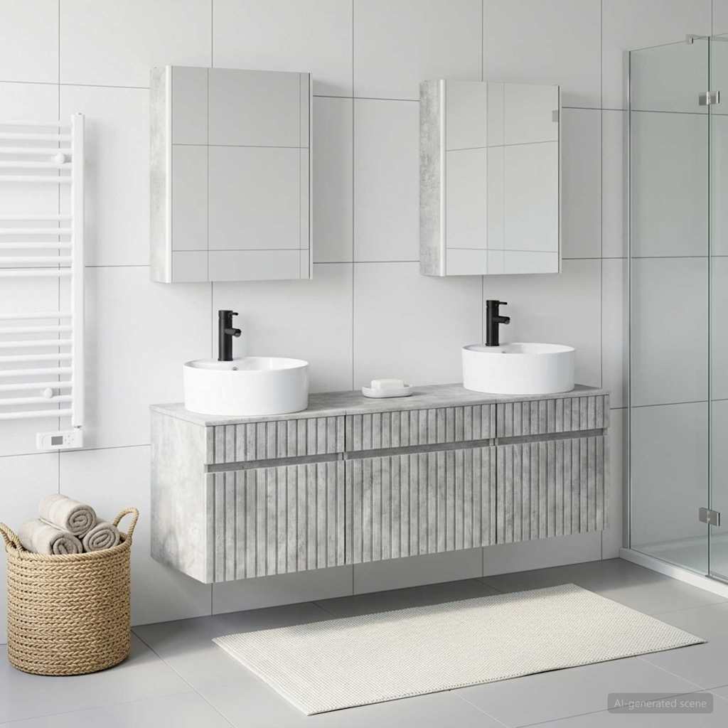 vidaXL Bathroom Cabinet Set 5 pcs Concrete Grey Engineered Wood 4