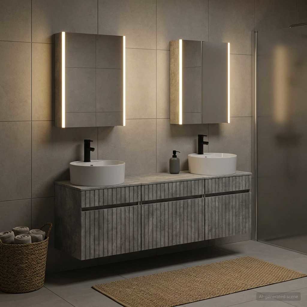 vidaXL Bathroom Cabinet Set 5 pcs Concrete Grey Engineered Wood 1