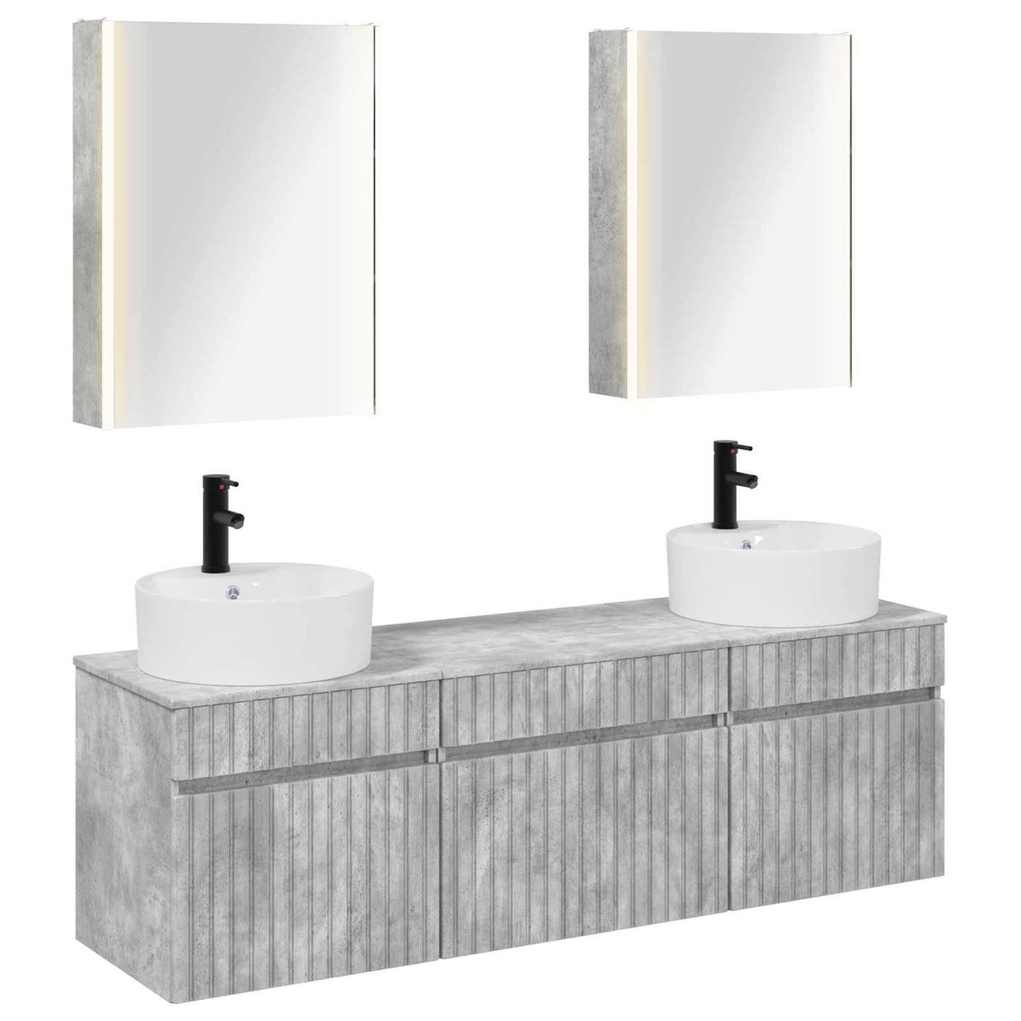 vidaXL Bathroom Cabinet Set 5 pcs Concrete Grey Engineered Wood 2