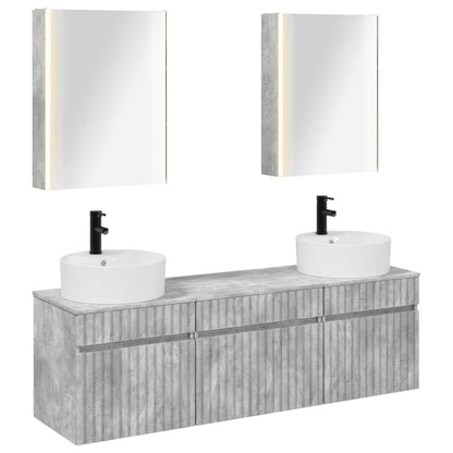vidaXL Bathroom Cabinet Set 5 pcs Concrete Grey Engineered Wood 2
