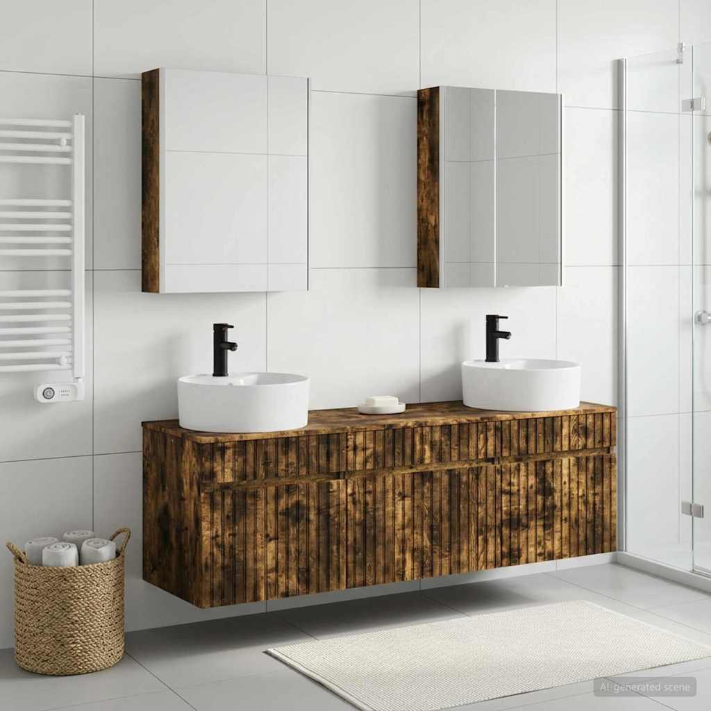 vidaXL Bathroom Cabinet Set 5 pcs Smoked Oak Engineered Wood 4