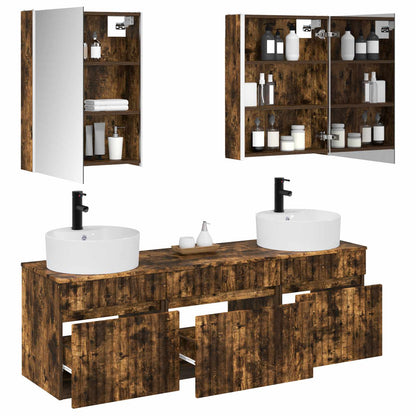 vidaXL Bathroom Cabinet Set 5 pcs Smoked Oak Engineered Wood 3