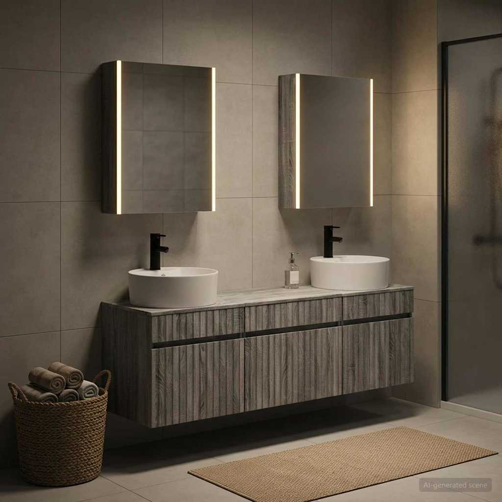 Bathroom Cabinet Set 5 pcs 53 x 15.5 x 70 cm Grey Sonoma