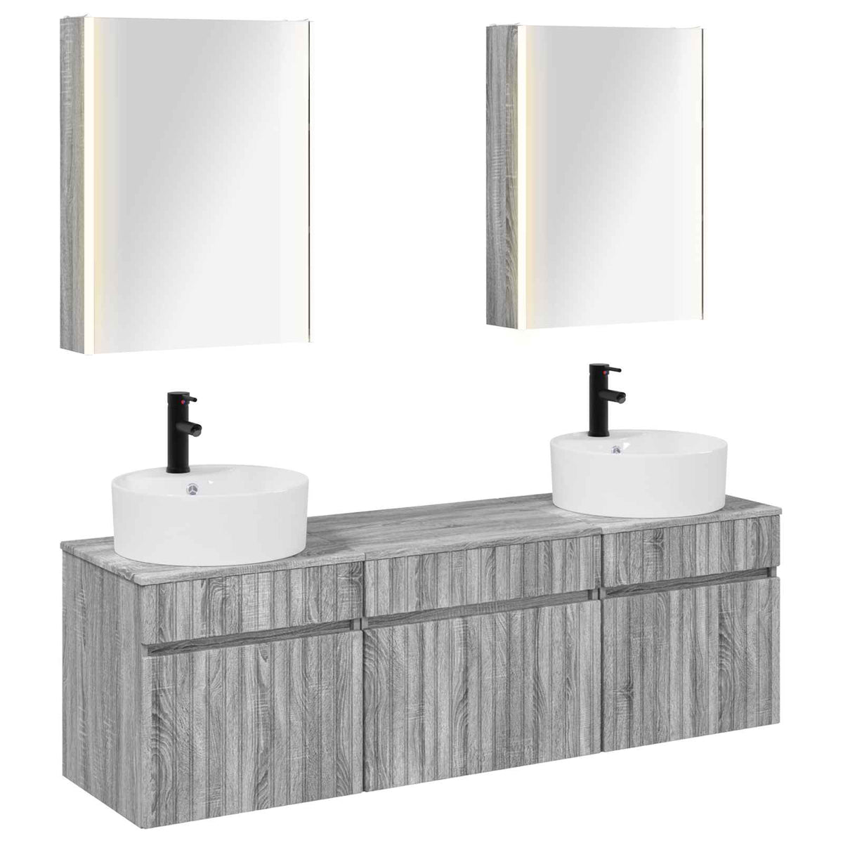 Bathroom Cabinet Set 5 pcs 53 x 15.5 x 70 cm Grey Sonoma