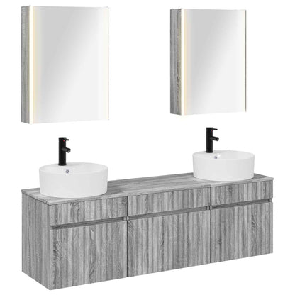 Bathroom Cabinet Set 5 pcs 53 x 15.5 x 70 cm Grey Sonoma