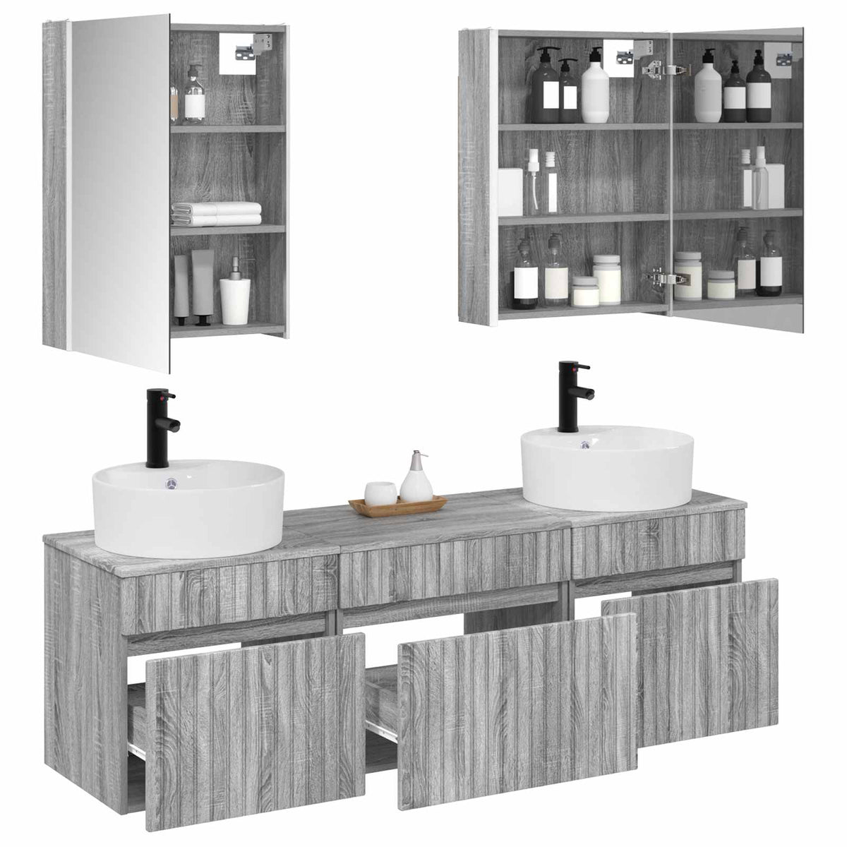 Bathroom Cabinet Set 5 pcs 53 x 15.5 x 70 cm Grey Sonoma
