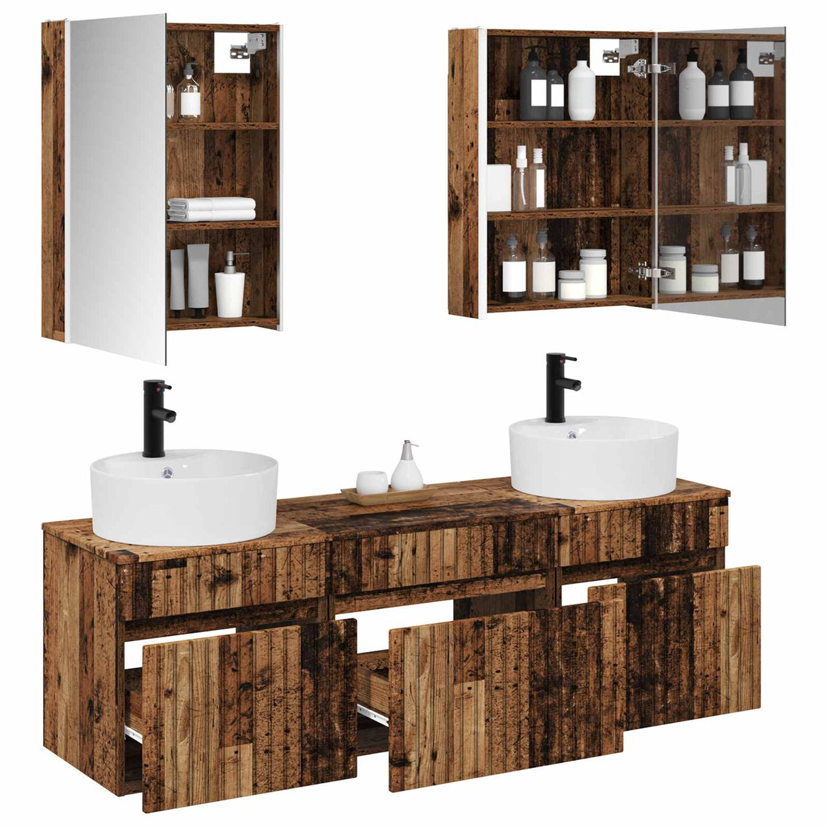 Bathroom Cabinet Set 5 pcs 53 x 15.5 x 70 cm Old wood