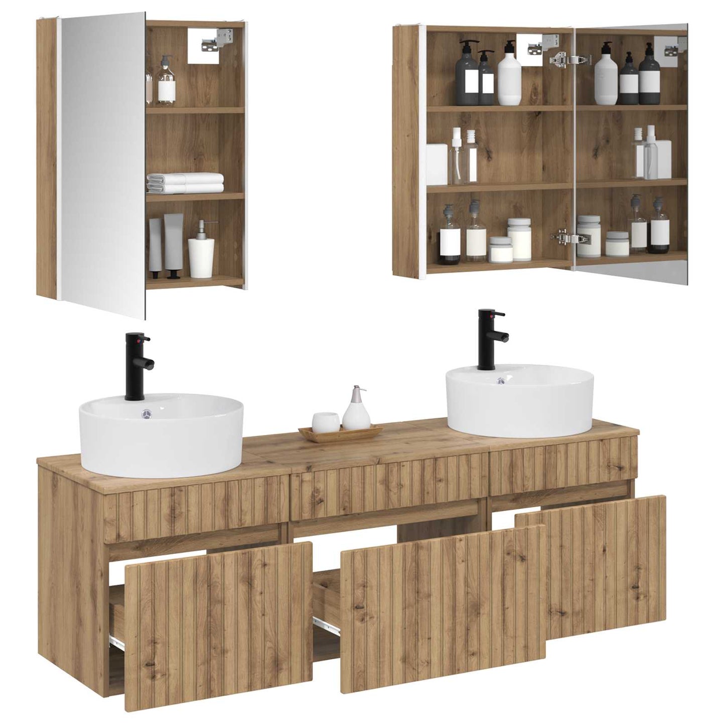 vidaXL Bathroom Cabinet Set 5 pcs Artisan Oak Engineered Wood 3