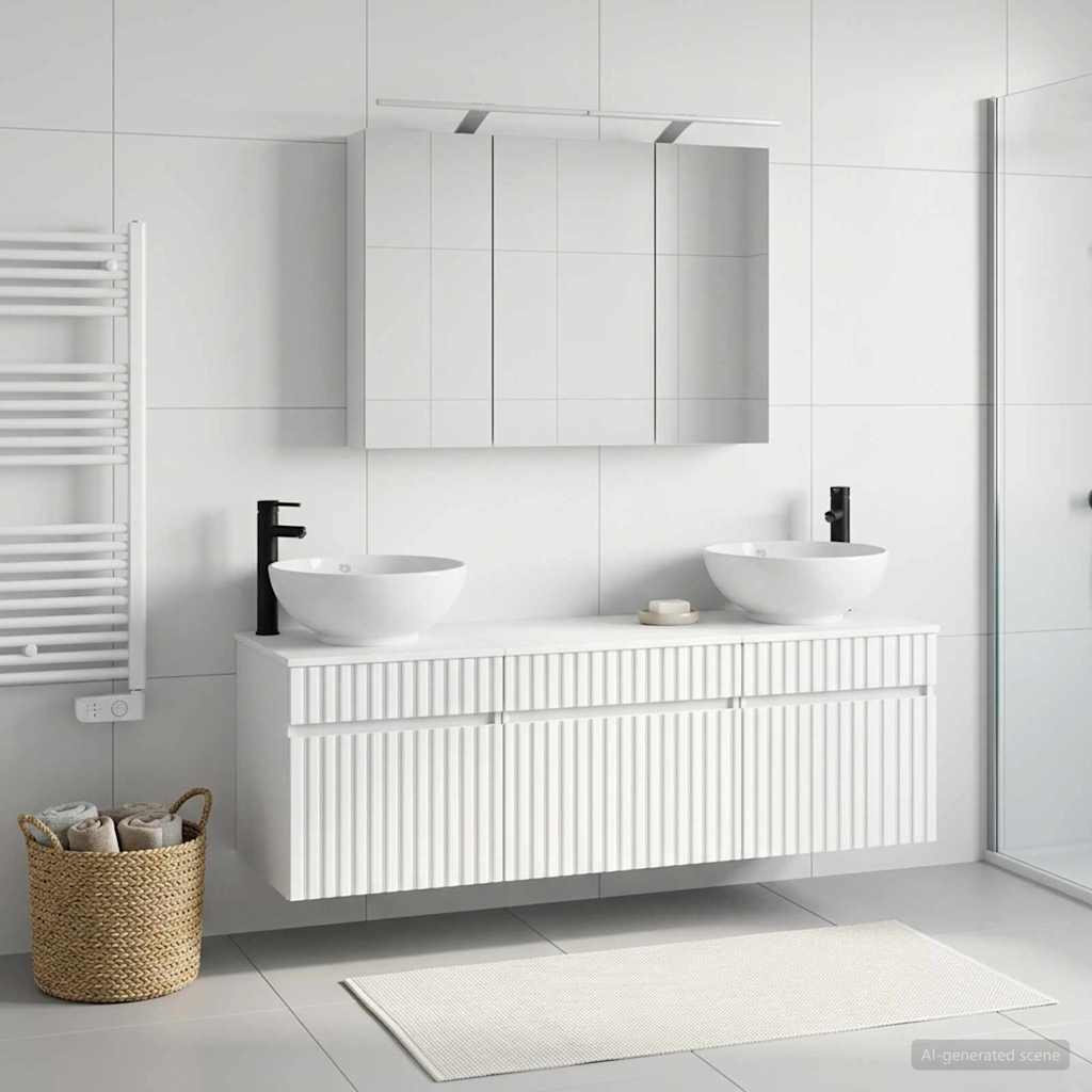 vidaXL Bathroom Cabinet Set 4 pcs White Engineered Wood 4