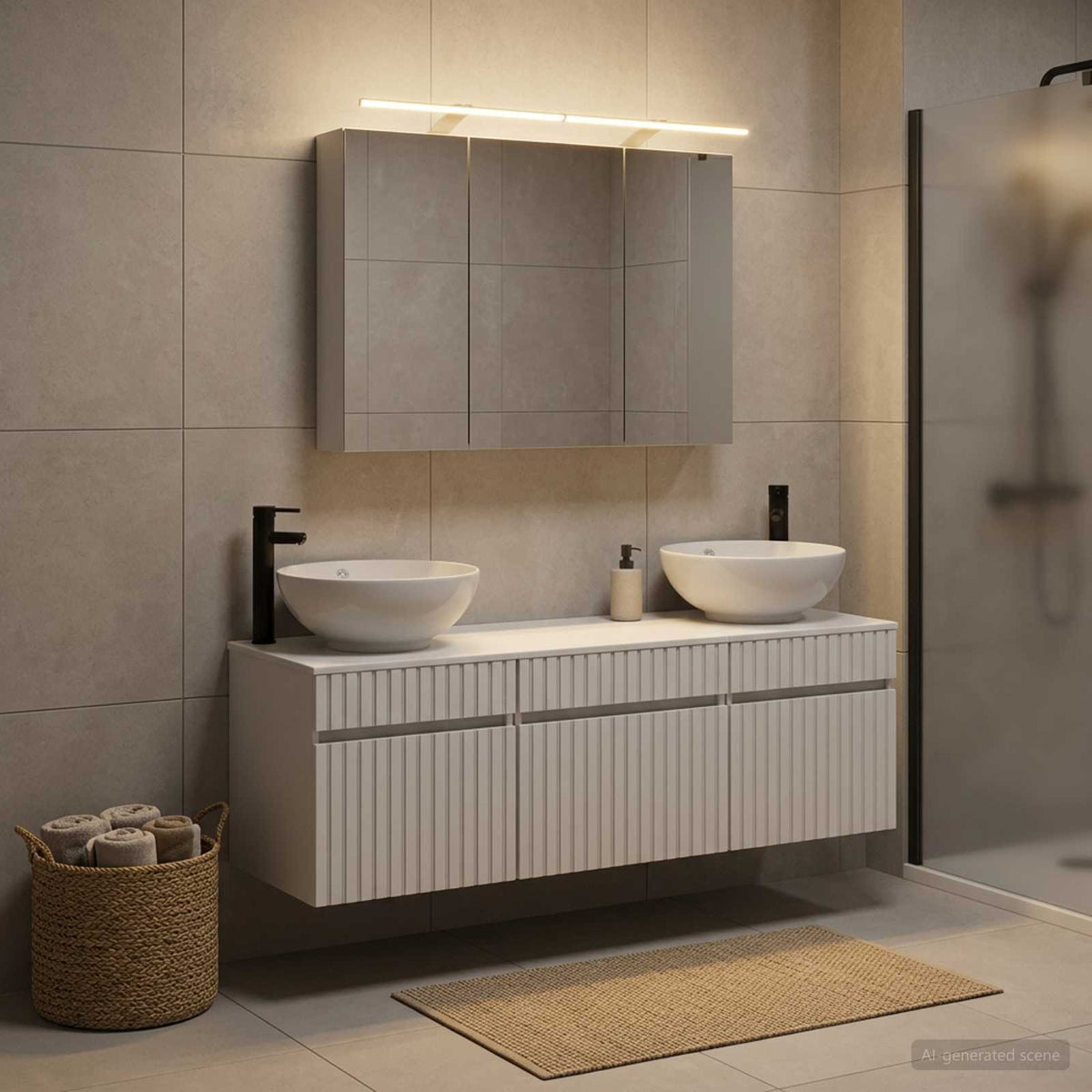 vidaXL Bathroom Cabinet Set 4 pcs White Engineered Wood 1