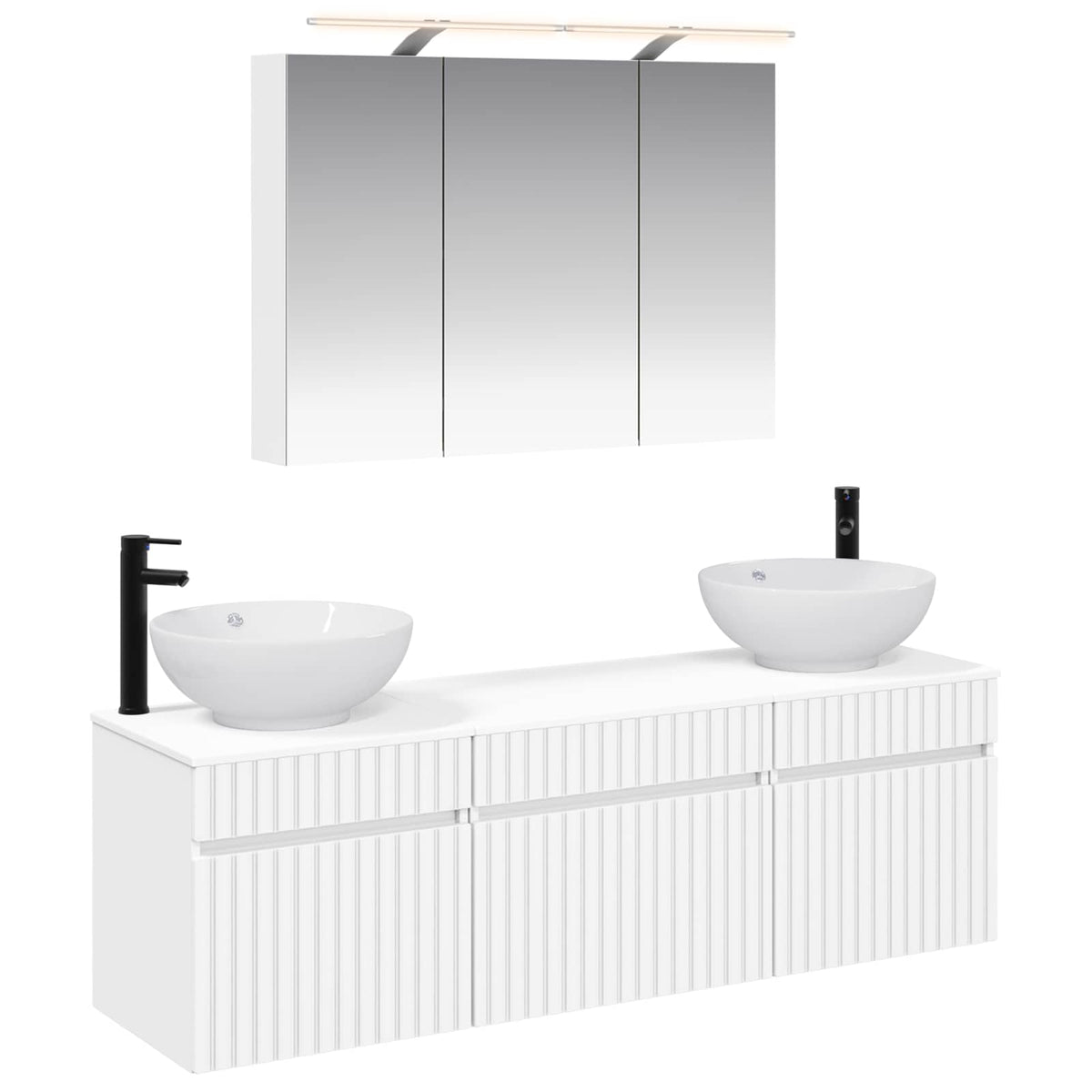 vidaXL Bathroom Cabinet Set 4 pcs White Engineered Wood 2