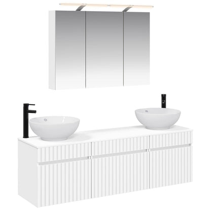 vidaXL Bathroom Cabinet Set 4 pcs White Engineered Wood 2