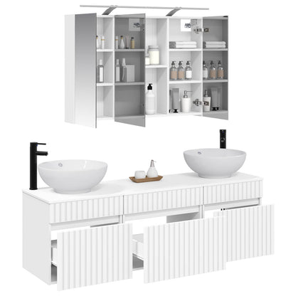 vidaXL Bathroom Cabinet Set 4 pcs White Engineered Wood 3