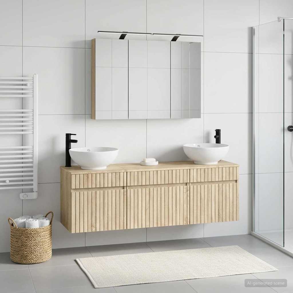vidaXL Bathroom Cabinet Set 4 pcs Sonoma Oak Engineered Wood 4