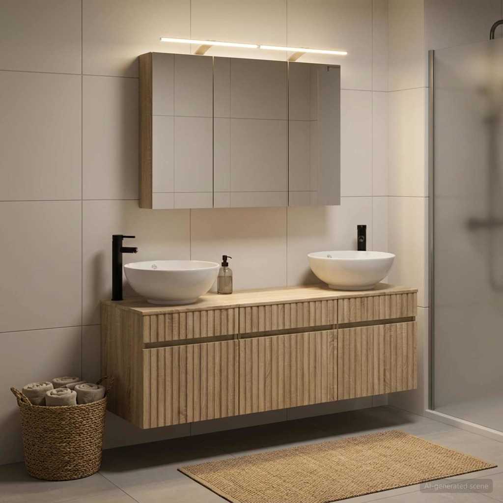 vidaXL Bathroom Cabinet Set 4 pcs Sonoma Oak Engineered Wood 1