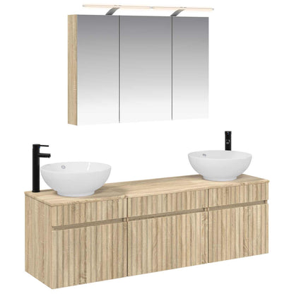 vidaXL Bathroom Cabinet Set 4 pcs Sonoma Oak Engineered Wood 2