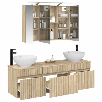 vidaXL Bathroom Cabinet Set 4 pcs Sonoma Oak Engineered Wood 3