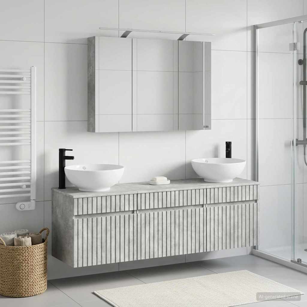 vidaXL Bathroom Cabinet Set 4 pcs Concrete Grey Engineered Wood 1