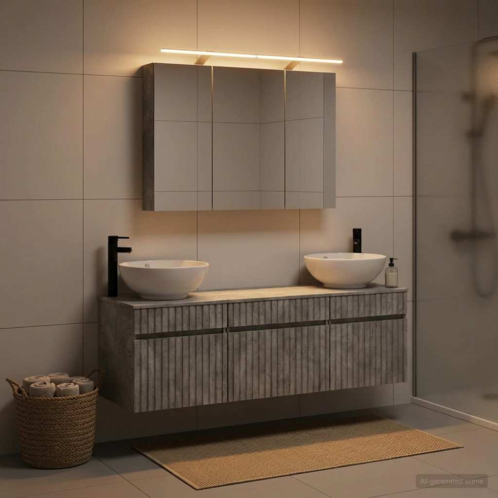 vidaXL Bathroom Cabinet Set 4 pcs Concrete Grey Engineered Wood 4