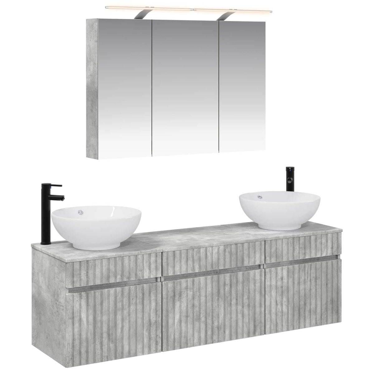 vidaXL Bathroom Cabinet Set 4 pcs Concrete Grey Engineered Wood 2