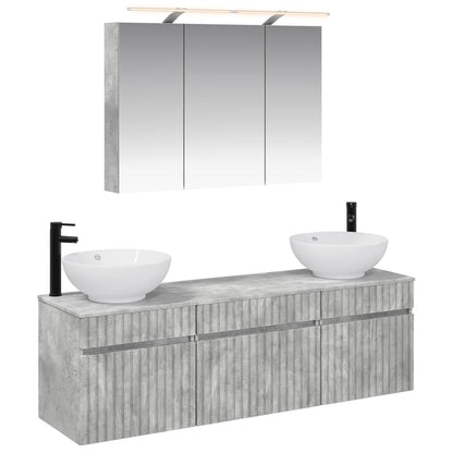 vidaXL Bathroom Cabinet Set 4 pcs Concrete Grey Engineered Wood 2