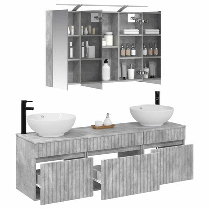 vidaXL Bathroom Cabinet Set 4 pcs Concrete Grey Engineered Wood 3