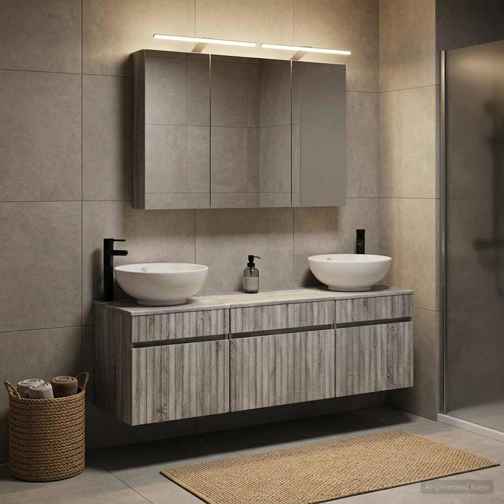 vidaXL Bathroom Cabinet Set 4 pcs Grey Sonoma Engineered Wood 1