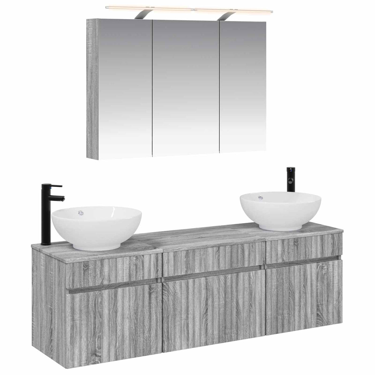 vidaXL Bathroom Cabinet Set 4 pcs Grey Sonoma Engineered Wood 2