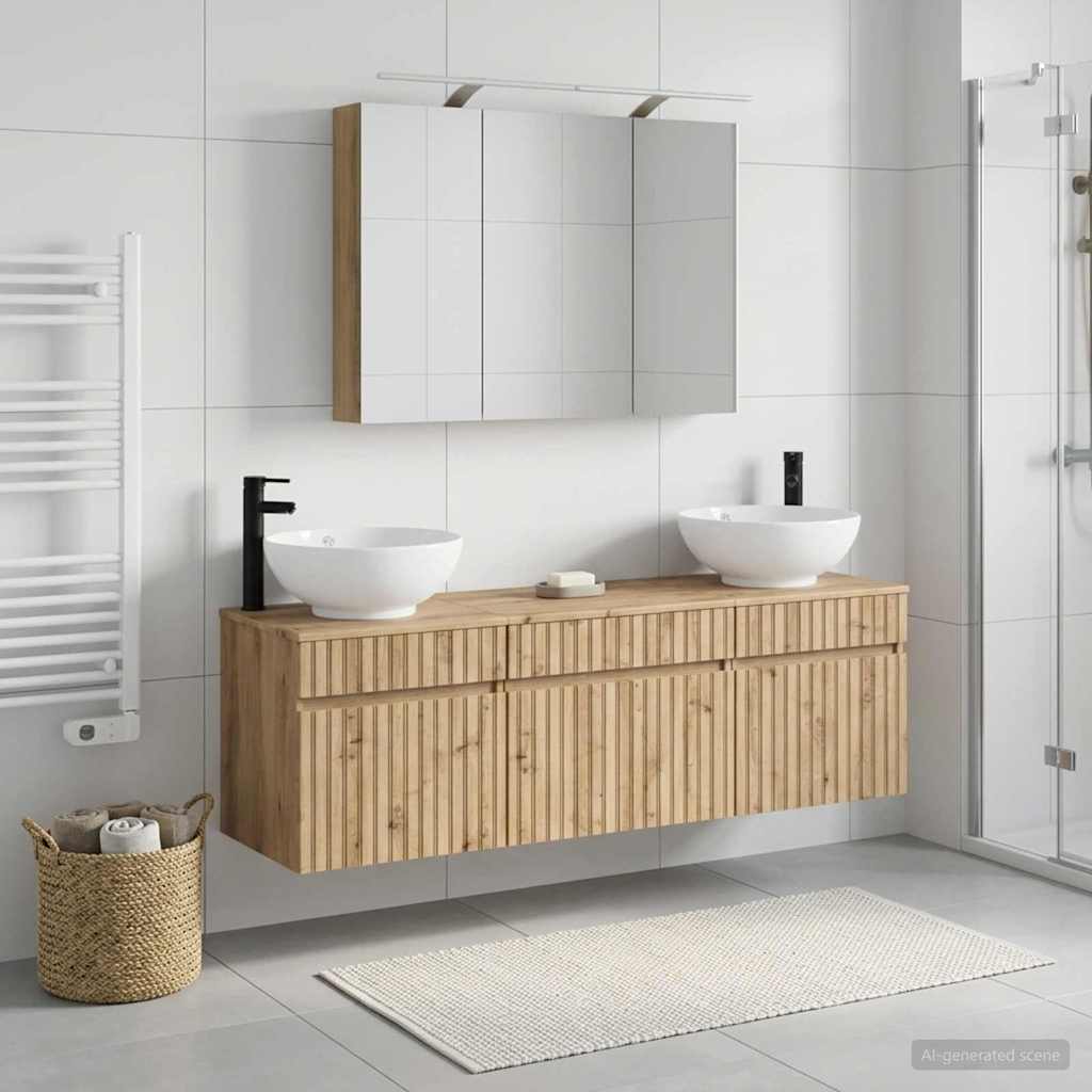 Bathroom Cabinet Set 4 pcs 157 x 44.5 x 80 cm Artisan oak