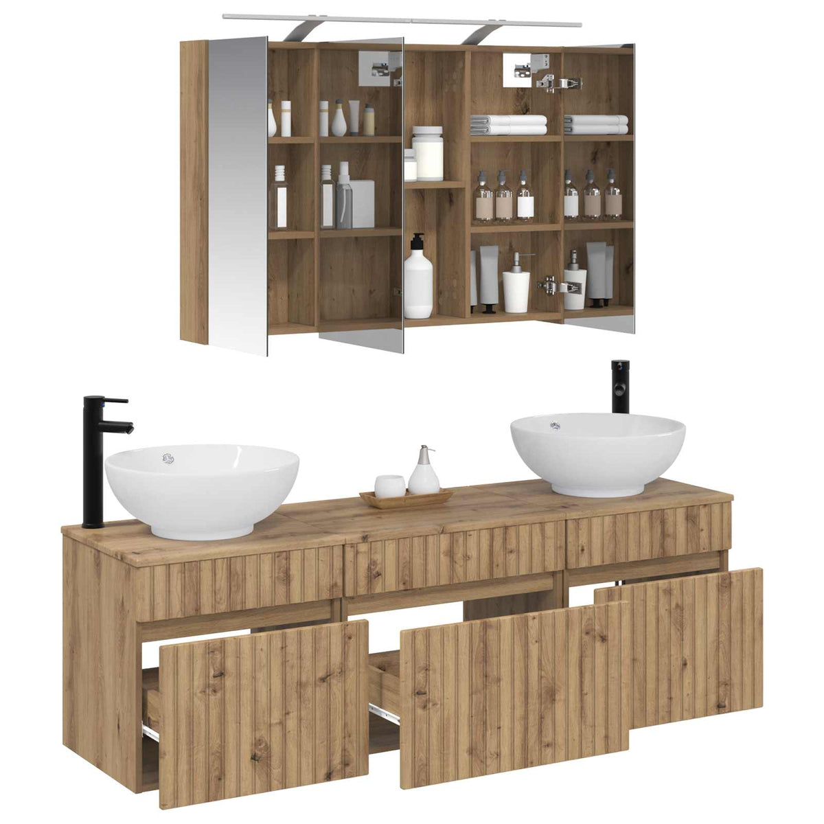 Bathroom Cabinet Set 4 pcs 157 x 44.5 x 80 cm Artisan oak