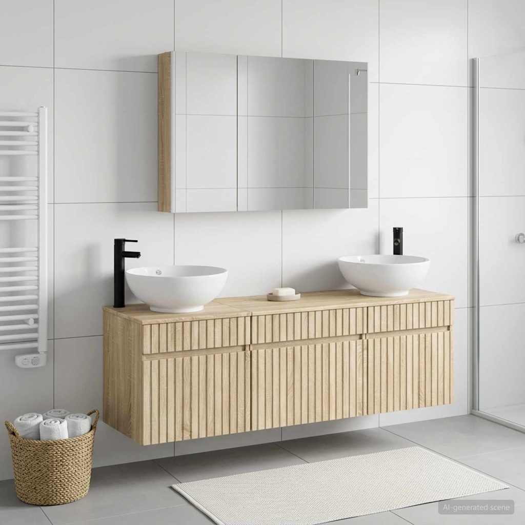 vidaXL Bathroom Cabinet Set 4 pcs Sonoma Oak Engineered Wood 4