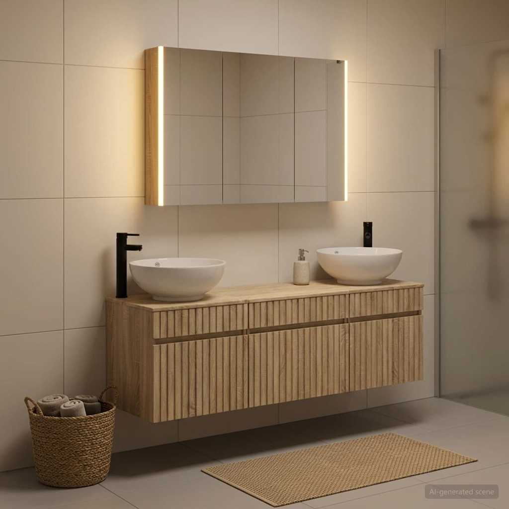 vidaXL Bathroom Cabinet Set 4 pcs Sonoma Oak Engineered Wood 1