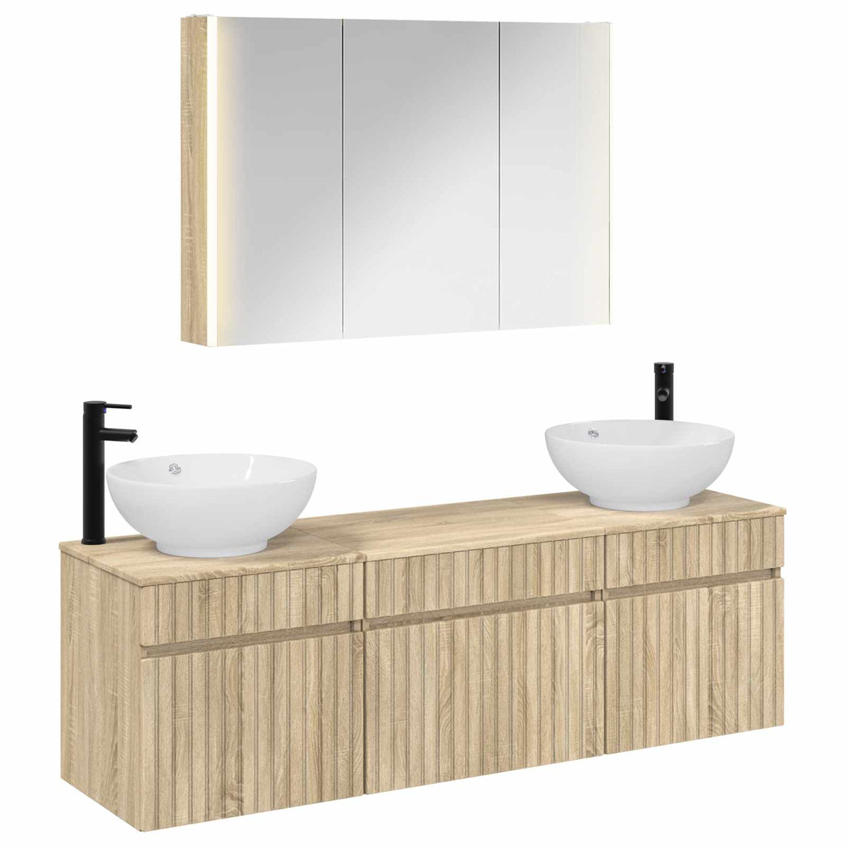 vidaXL Bathroom Cabinet Set 4 pcs Sonoma Oak Engineered Wood 2