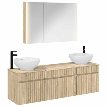 vidaXL Bathroom Cabinet Set 4 pcs Sonoma Oak Engineered Wood 2