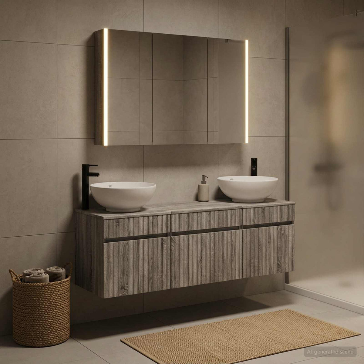 vidaXL Bathroom Cabinet Set 4 pcs Grey Sonoma Engineered Wood 4