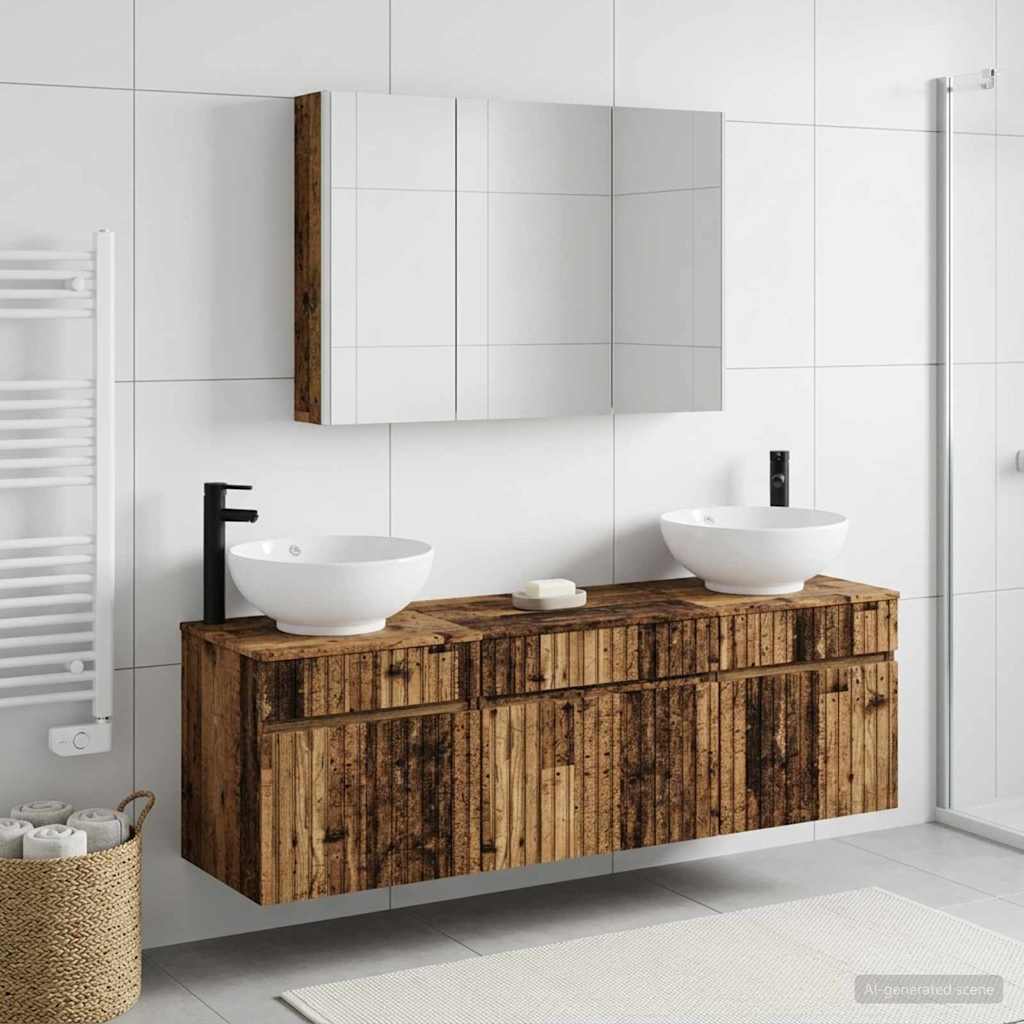 vidaXL Bathroom Cabinet Set 4 pcs Old Wood Engineered Wood 4