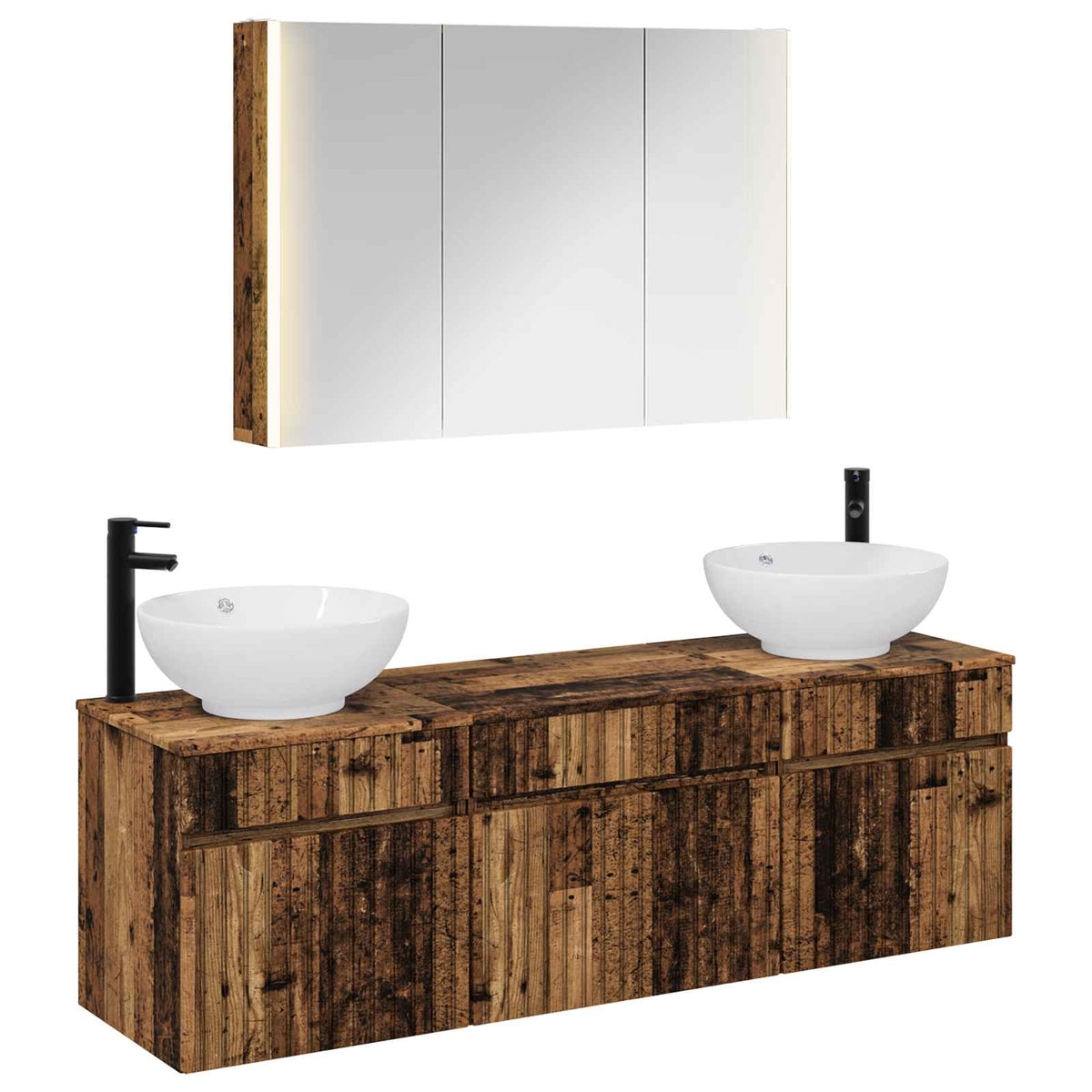 vidaXL Bathroom Cabinet Set 4 pcs Old Wood Engineered Wood 2