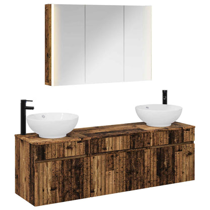 vidaXL Bathroom Cabinet Set 4 pcs Old Wood Engineered Wood 2
