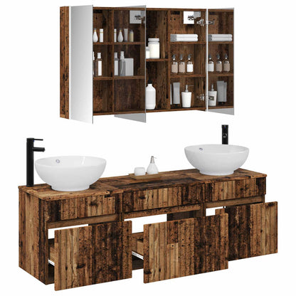 vidaXL Bathroom Cabinet Set 4 pcs Old Wood Engineered Wood 3