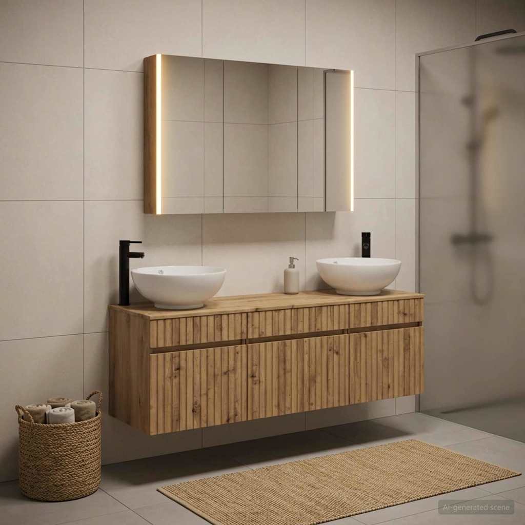 vidaXL Bathroom Cabinet Set 4 pcs Artisan Oak Engineered Wood 1